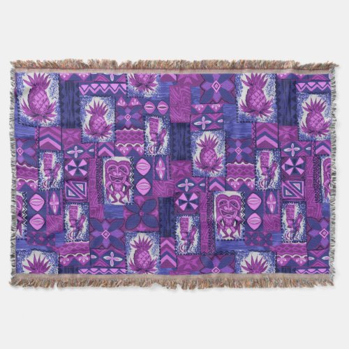 Pomaikai Tiki Hawaiian Vintage Tapa Throw Blanket