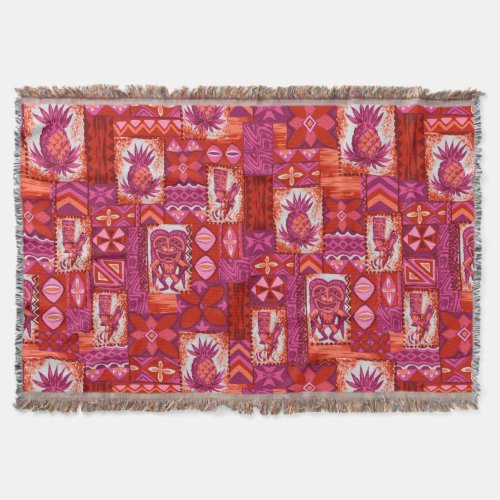 Pomaikai Tiki Hawaiian Vintage Tapa Throw Blanket