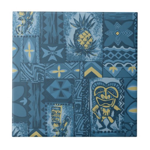 Pomaikai Tiki Hawaiian Vintage Tapa Tile