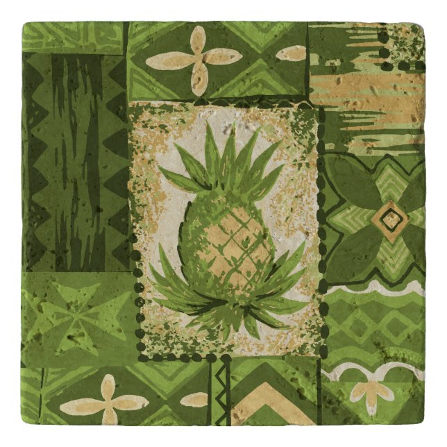 Pomaika’i Tiki Hawaiian Vintage Tapa Trivet (Front)