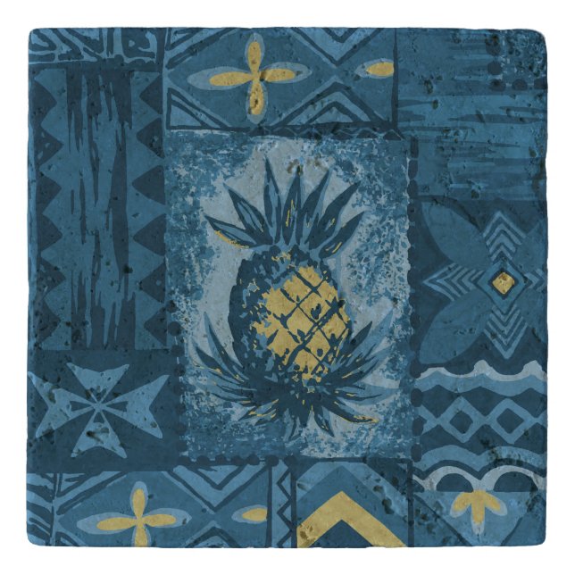 Pomaika’i Tiki Hawaiian Vintage Tapa Trivet (Front)