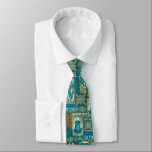 Pomaika’i Tiki Hawaiian Vintage Tapa Two-Sided Tie<br><div class="desc">Teal, aqua, khaki and taupe colorway. It is "good fortune" to have the Tiki God Ku protect you. We have surrounded him with pineapples, tribal staffs, graphic flowers and tapa elements in this whimsical design that is reminiscent of the Aloha shirt designs of the forties and fifties. This design comes...</div>