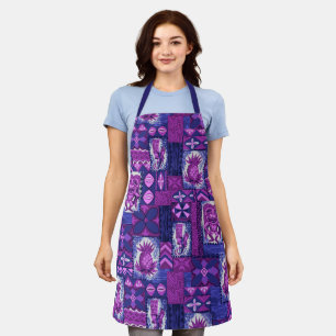 Pomaika’i Tiki Hawaiian Vintage Tapa Violet Apron
