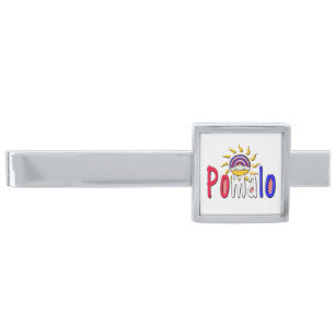 Pomalo – Croatian Relaxation with Sun & Rainbow  Silver Finish Tie Bar