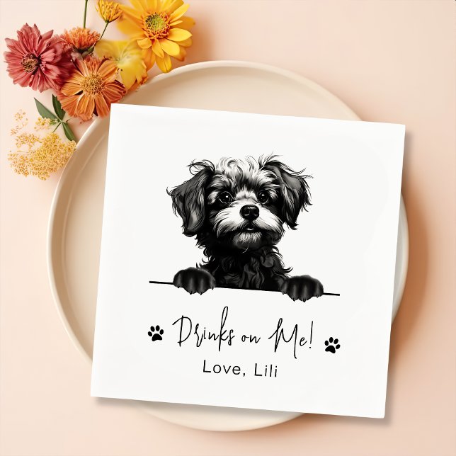 Pomapoo Dog Personalized Drinks On Me Napkins (Creator Uploaded)