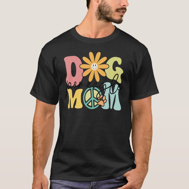 Pomeagle Groovy Dog Mom Women Pet T-Shirt (Front)