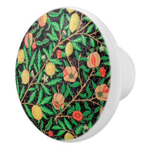 Pomegranate and Flowers on Branches Ceramic Knob