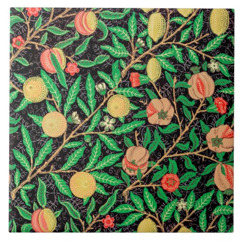 Pomegranate and Flowers on Branches Ceramic Tile