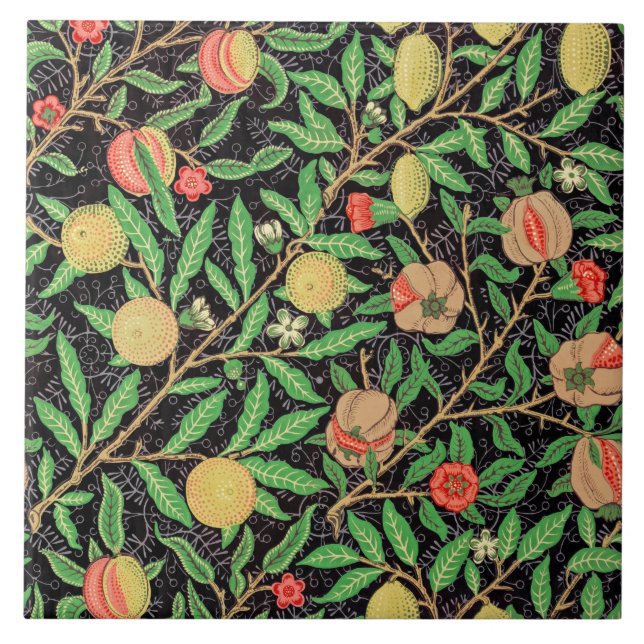 Pomegranate and Flowers on Branches Ceramic Tile (Front)