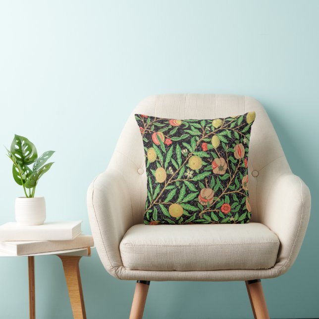 Pomegranate and Flowers on Branches Throw Pillow (Chair)