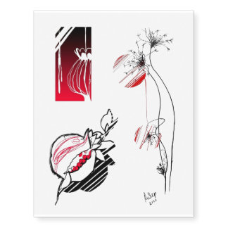 Pomegranate and Flowers Temporary Tattoos