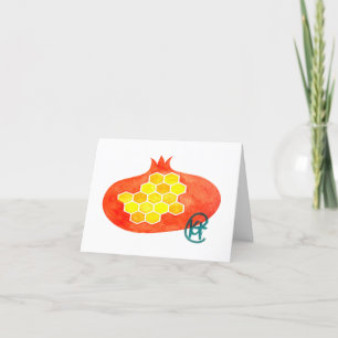 Pomegranate and Honeycomb Rosh Hashana Art Letterpress Thank You Card