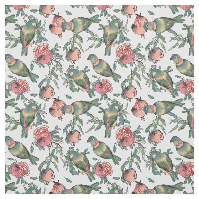 Pomegranate and Lovebirds Fabric (Swatch)