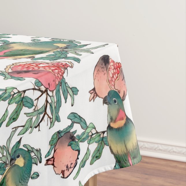 Pomegranate and Lovebirds Pattern Tablecloth (In Situ)
