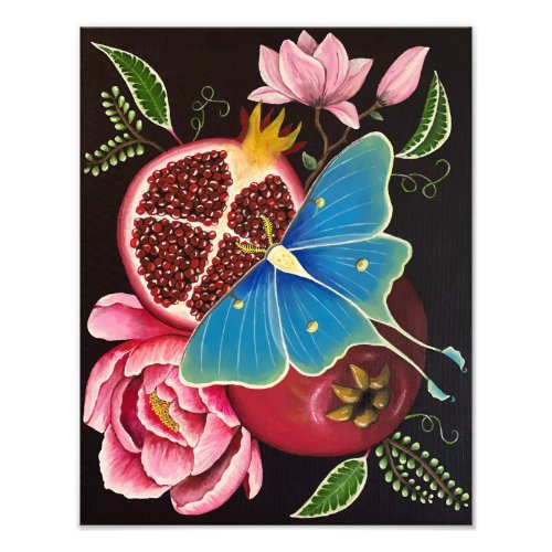 Pomegranate and Luna Moth Fine Art Print