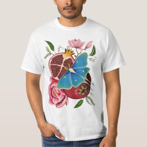 Pomegranate and Luna Moth Mens Basic T_Shirt