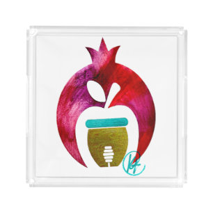 Pomegranate Apple Honey Art Rosh Hashana Tray