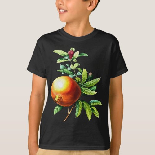 Pomegranate Autumn Botanical Vector Art T_Shirt