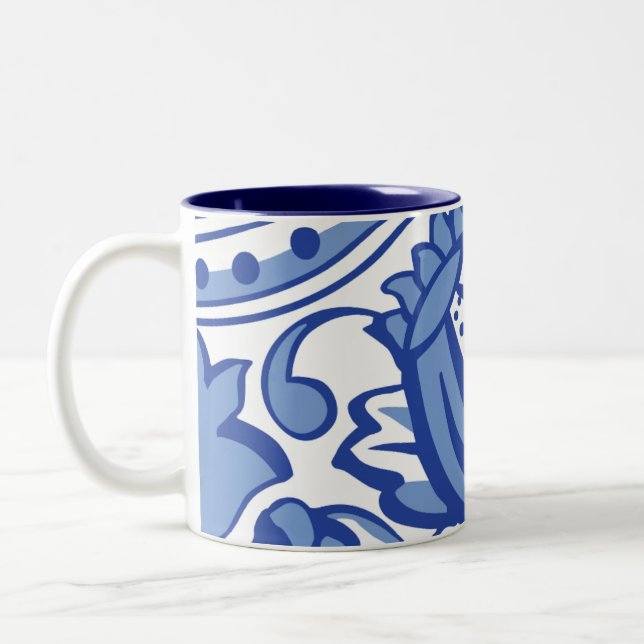 Pomegranate Bloom Two-Tone Coffee Mug (Left)
