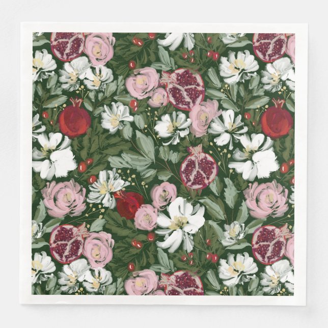 Pomegranate Blooms Paper Dinner Napkins (Front)