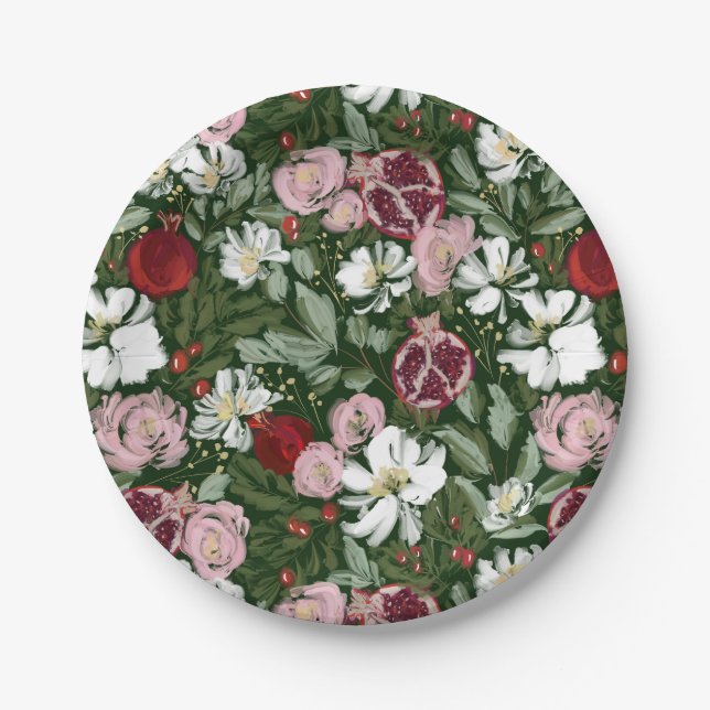 Pomegranate Blooms Paper Plates (Front)