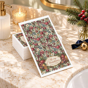 Pomegranate Botanical Christmas Paper Guest Towels