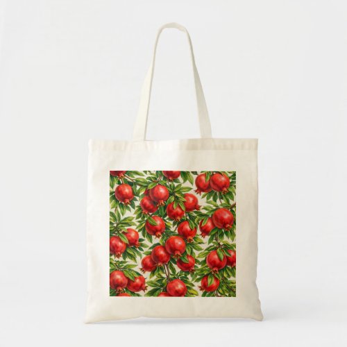 Pomegranate Botanical Pattern Tote Bag