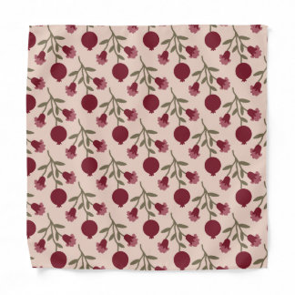 Pomegranate Branch With Blooms And Fruits Bandana