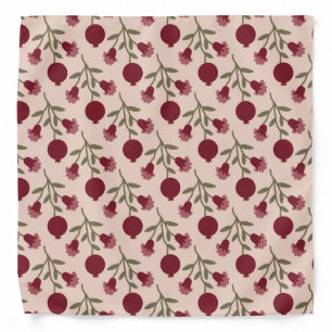 Pomegranate Branch With Blooms And Fruits Bandana