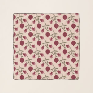 Pomegranate Branch With Blooms And Fruits Scarf