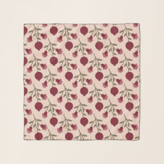 Pomegranate Branch With Blooms And Fruits Scarf
