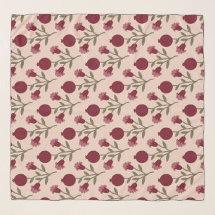 Pomegranate Branch With Blooms And Fruits Scarf