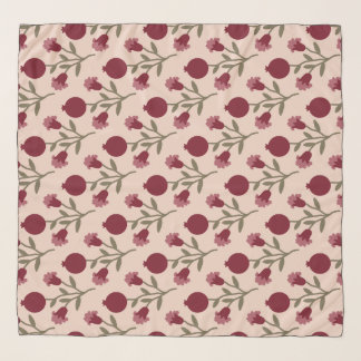 Pomegranate Branch With Blooms And Fruits Scarf