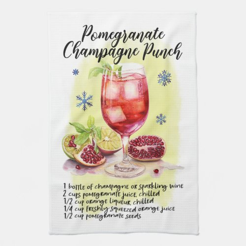 Pomegranate Champagne PunchRecipe Christmas design Kitchen Towel