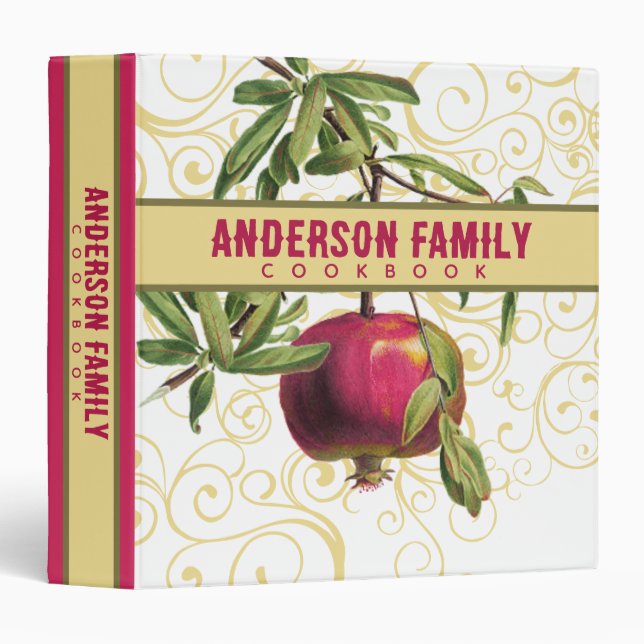 Pomegranate cooking baking personalized cookbook 3 ring binder (Front/Spine)