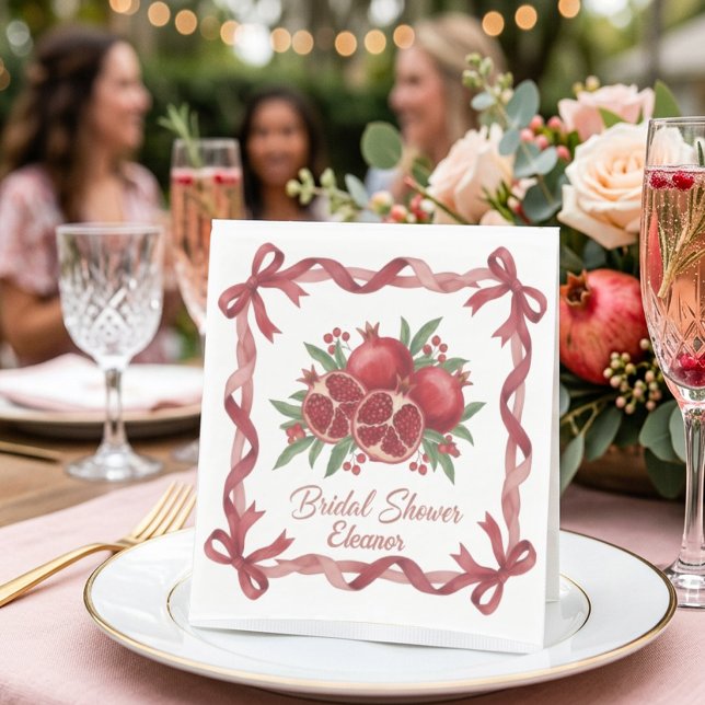 Pomegranate & Coral Ribbon Bridal Shower Napkins (Creator Uploaded)