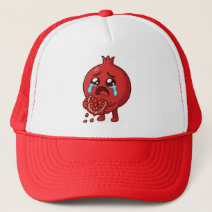 Pomegranate Crying Cartoon Sticker – Cute Fruit Trucker Hat