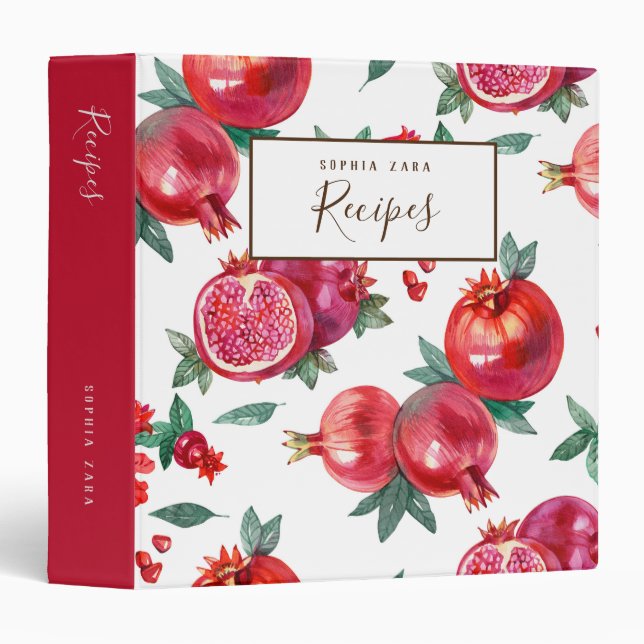 Pomegranate Customizable Recipe Binder (Front/Spine)