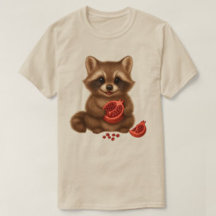 Pomegranate & Cute Raccoon Baby Retro Fall Fruit T-Shirt