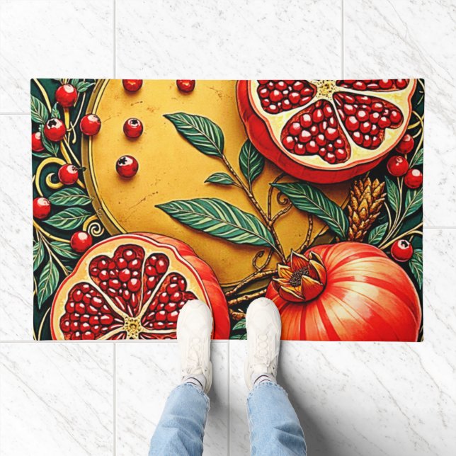 Pomegranate Elegance Art Print Doormat (Indoor)