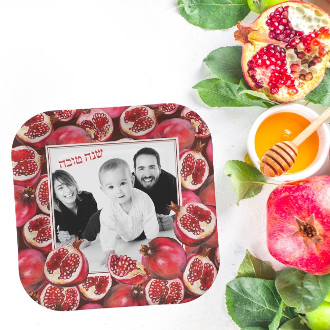 Pomegranate Family Photo Rosh Hashanah Feast Paper Plates (Creator Uploaded)