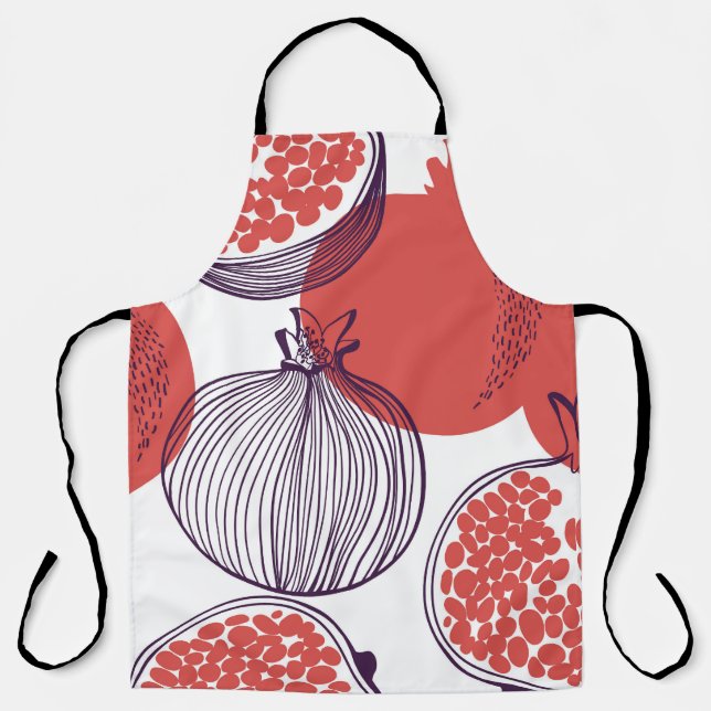 Pomegranate Fashion: Seamless Vintage Pattern Apron (Front)