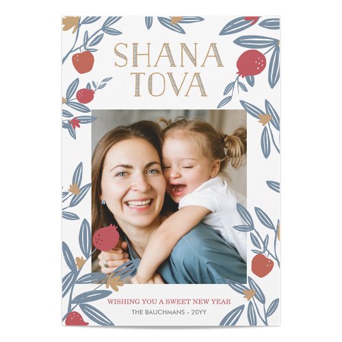 Pomegranate Florals Rosh Hashanah Photo Card