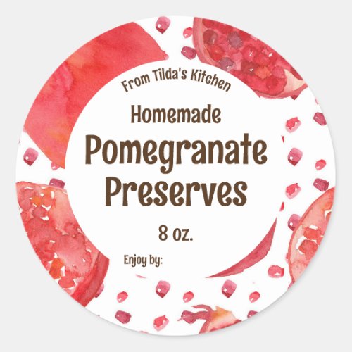 Pomegranate Fruit Preserves Jar Label