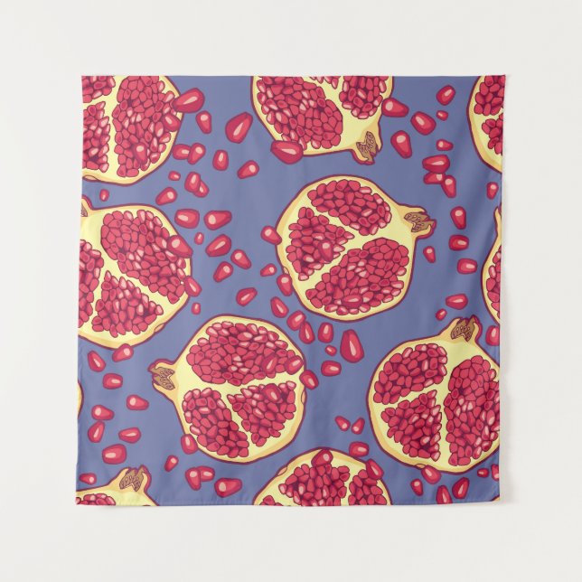 Pomegranate Fruit Seamless Pattern Design Tapestry (Front)