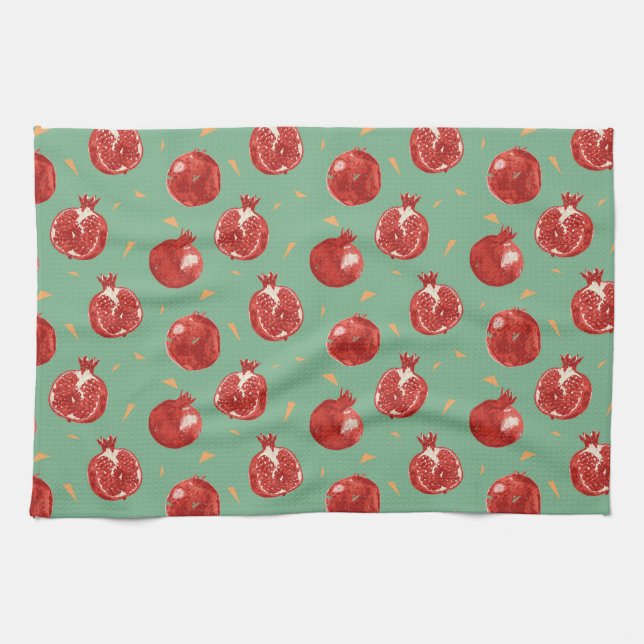 Pomegranate Fruit Vector Seamless Pattern Towel (Horizontal)