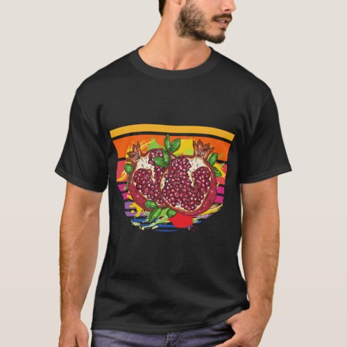 Pomegranate Fruit Vintage Retro Food Lover T_Shirt