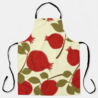 Pomegranate Fruits: Cartoon Yellow Background Apron