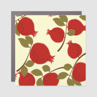 Pomegranate Fruits: Cartoon Yellow Background Car Magnet