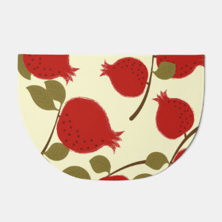 Pomegranate Fruits: Cartoon Yellow Background Doormat